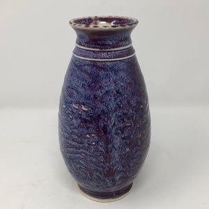 Dale Mark Studio Pottery Purple & Blue Glaze Textured Vase